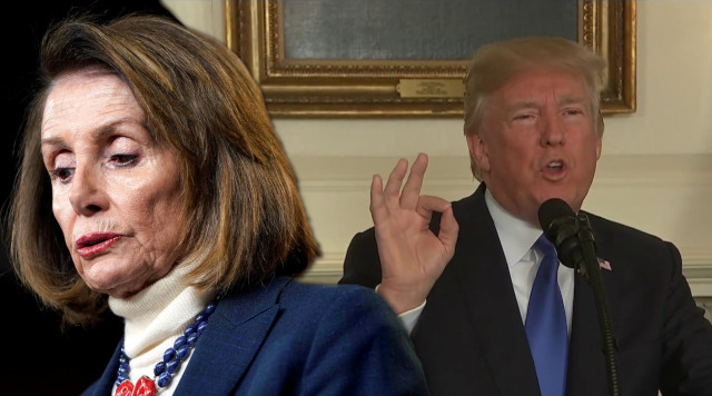 Nancy Pelosi og Donald Trump.